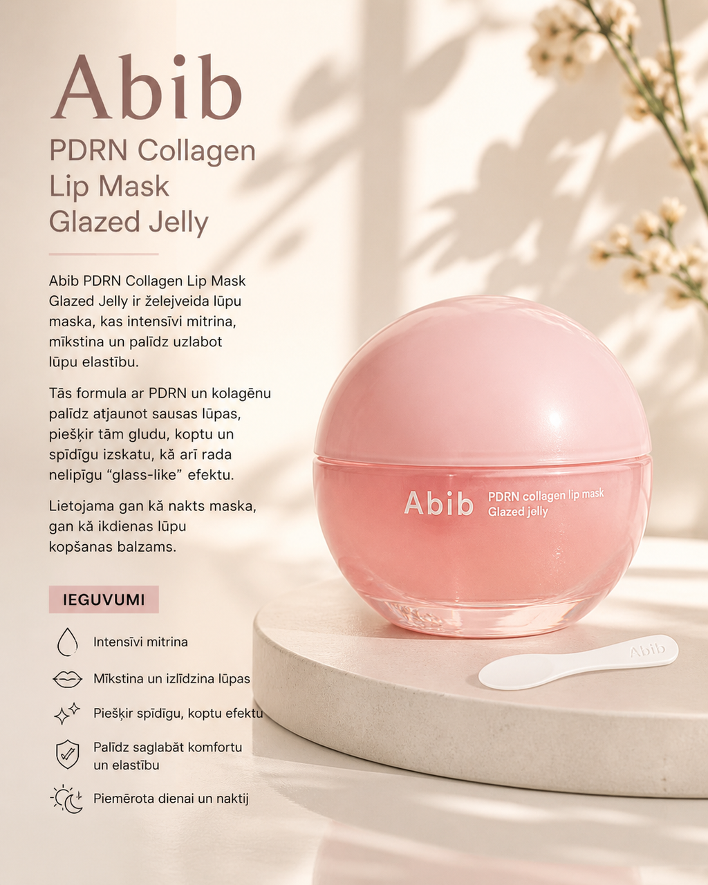 Abib – PDRN kolagēna lūpu maska ar glazētu želeju – 11 g