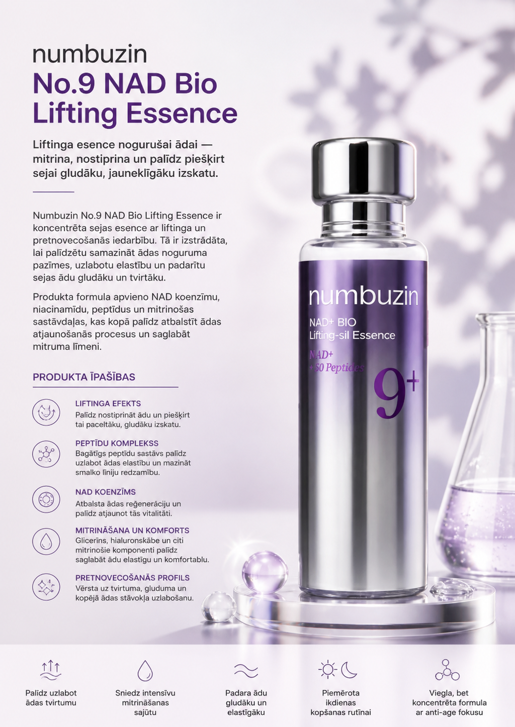 Numbuzin – Nr. 9+ NAD BIO Lifting-sil Essence – 30 ml