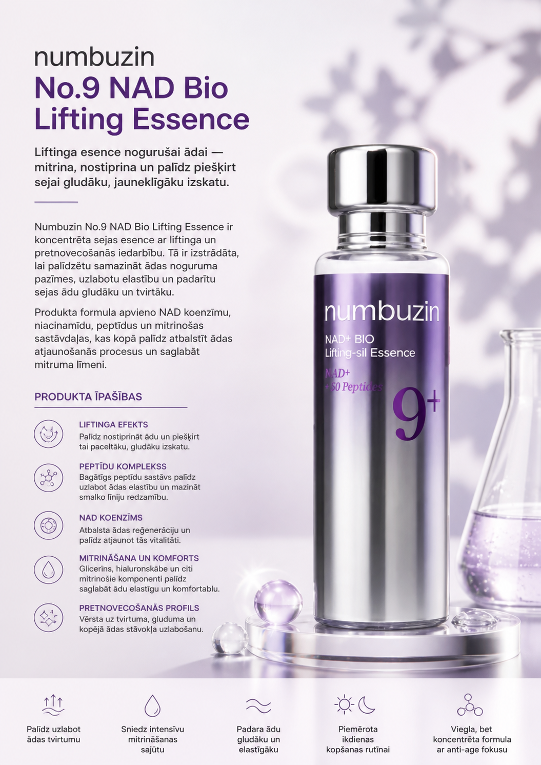 Numbuzin – Nr. 9+ NAD BIO Lifting-sil Essence – 30 ml